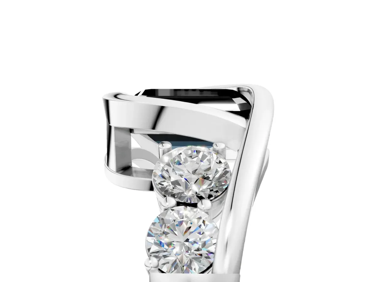 Fancy Black Bezel Set Emerald Cut Diamond Bypass Ring with Round Accents Platinum