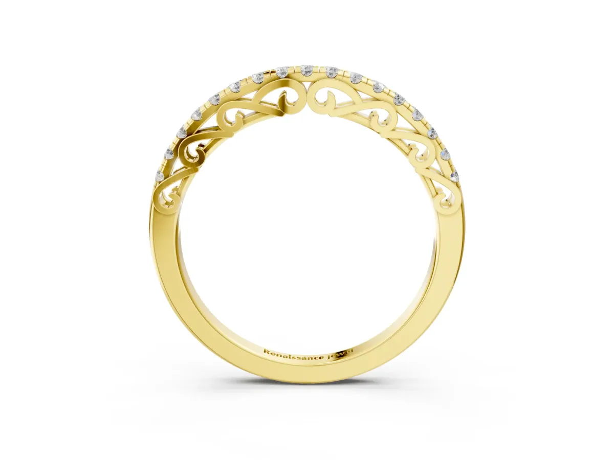 Round Cut Diamond Prong Set Eternity Band Yellow gold
