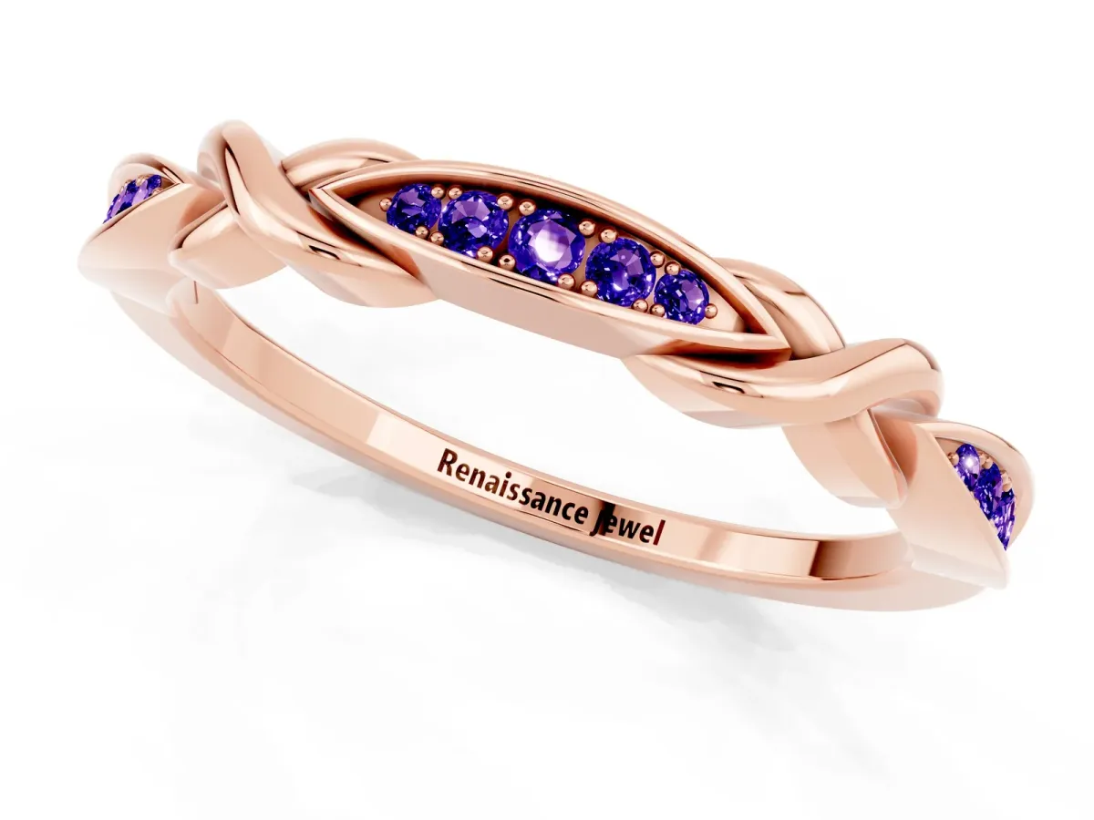 Twisted Marquise Tanzanite Pavé Band with Shared Prong Setting Rose gold