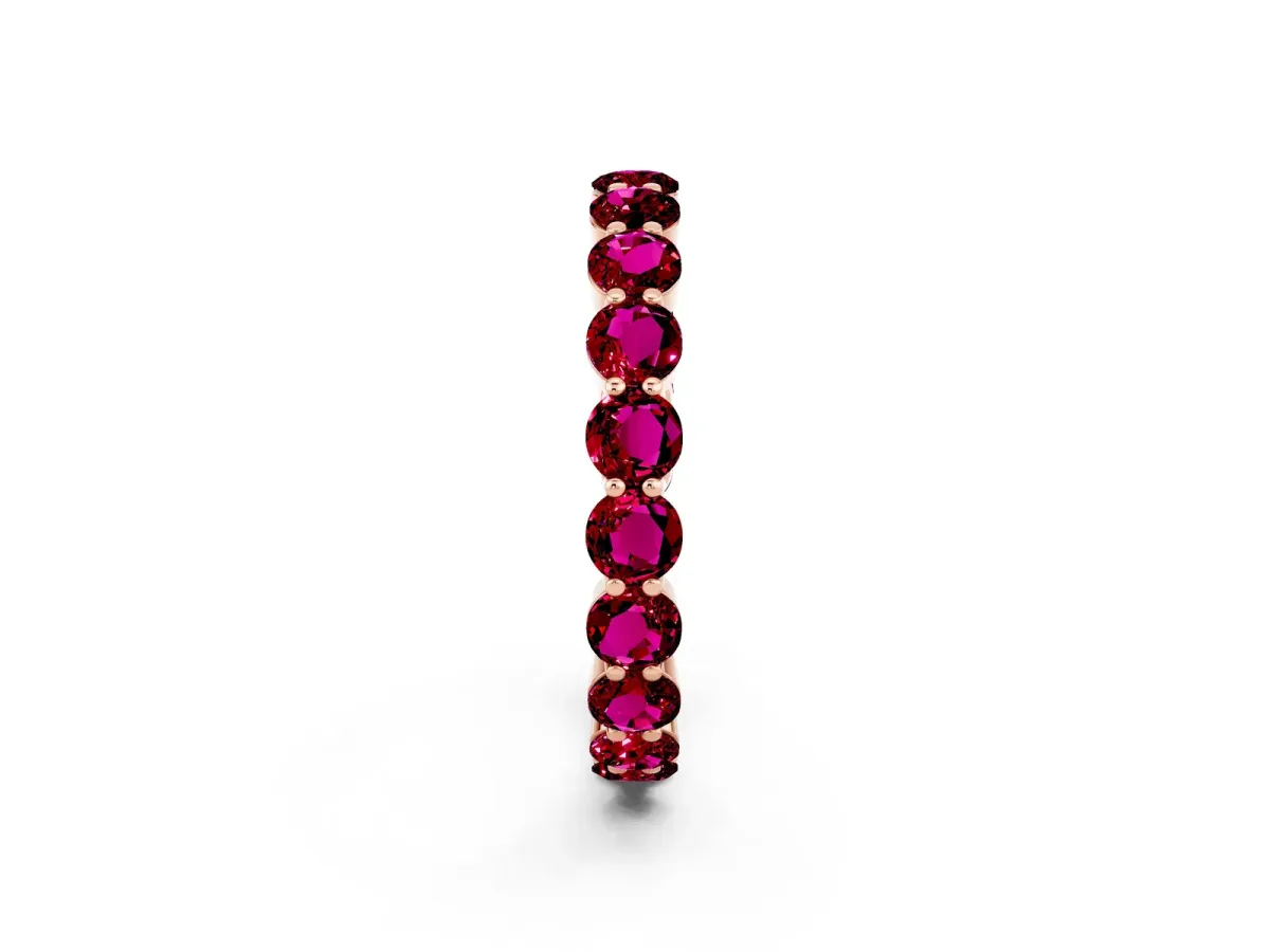 Round Garnet Eternity Band with U-Prong Setting Rose gold