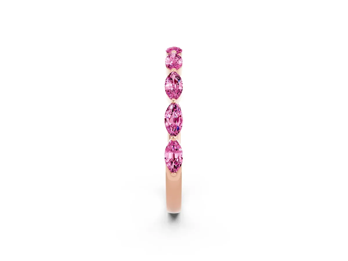 Marquise Pink Sapphire Half Eternity Band with Prong Setting Rose gold