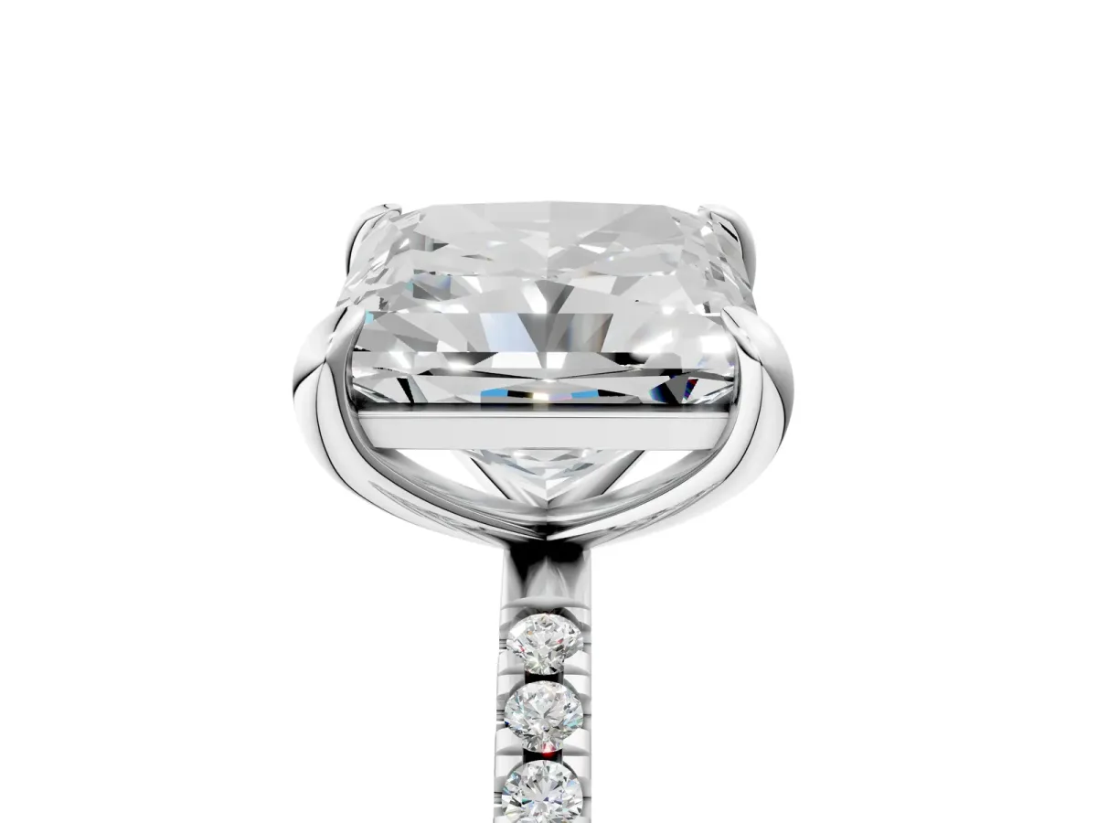 Oval and Princess Toi Moi Ring with Prong Setting and Pave Band Silver
