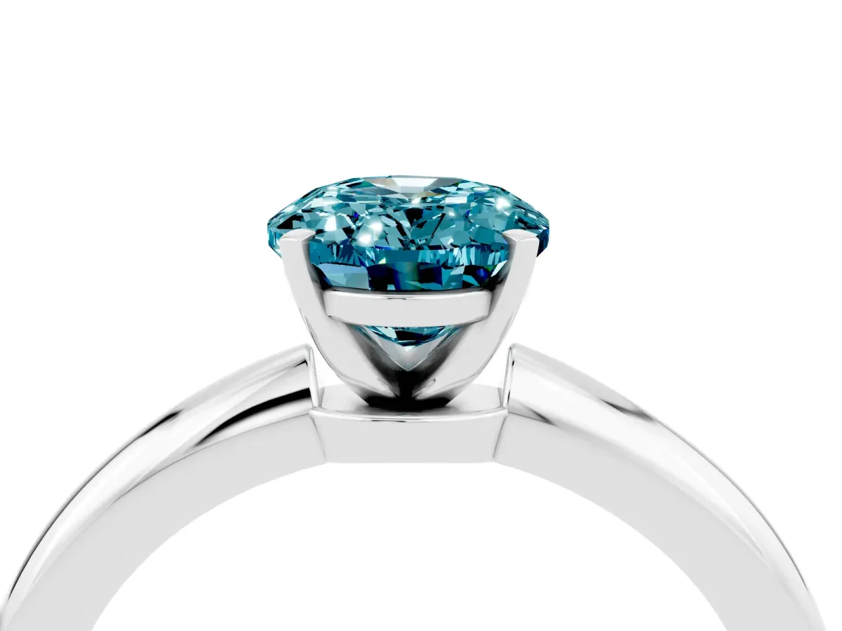 Oval Cut Blue Topaz Solitaire Ring with Six-Prong Setting and Classic Band Silver