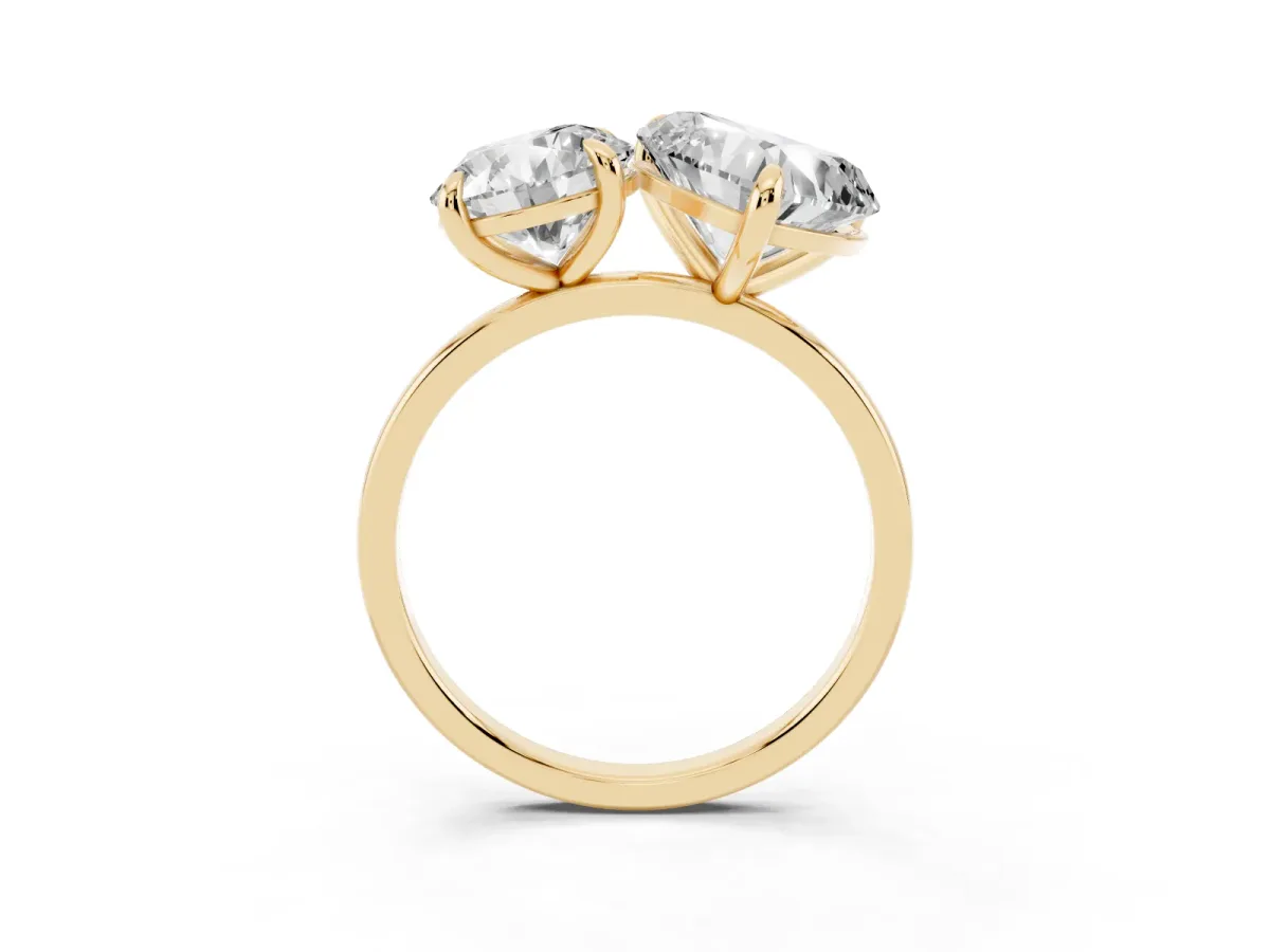 Round and Heart Toi Moi Ring with Prong Setting and Plain Band Yellow gold