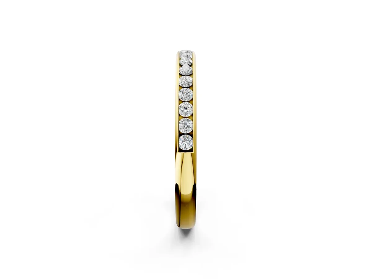 Round Diamond Channel Set Comfort Fit Band Yellow gold