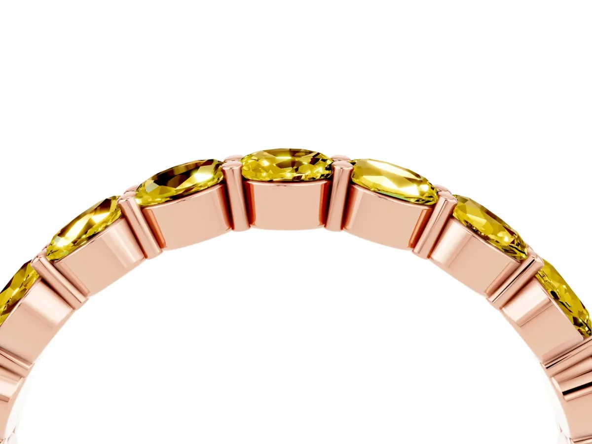 Round Yellow Sapphire Eternity Band with U-Prong Setting Rose gold