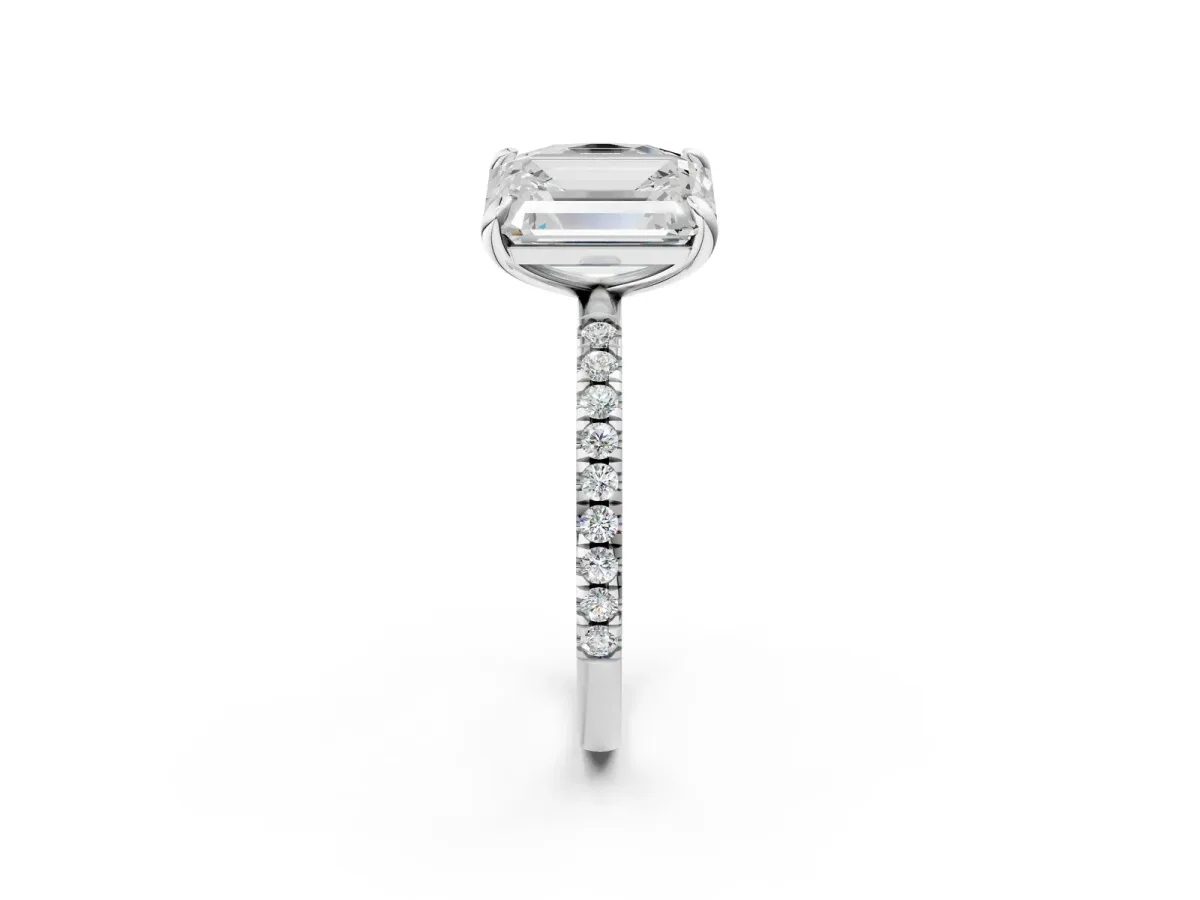 Oval and Radiant Toi Moi Ring with Prong Setting and Pave Band Silver