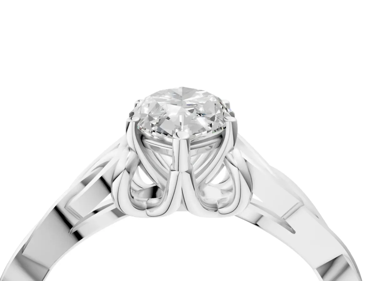 Marquise Cut Diamond Solitaire Celtic Knot Ring with Four-Prong Setting White gold