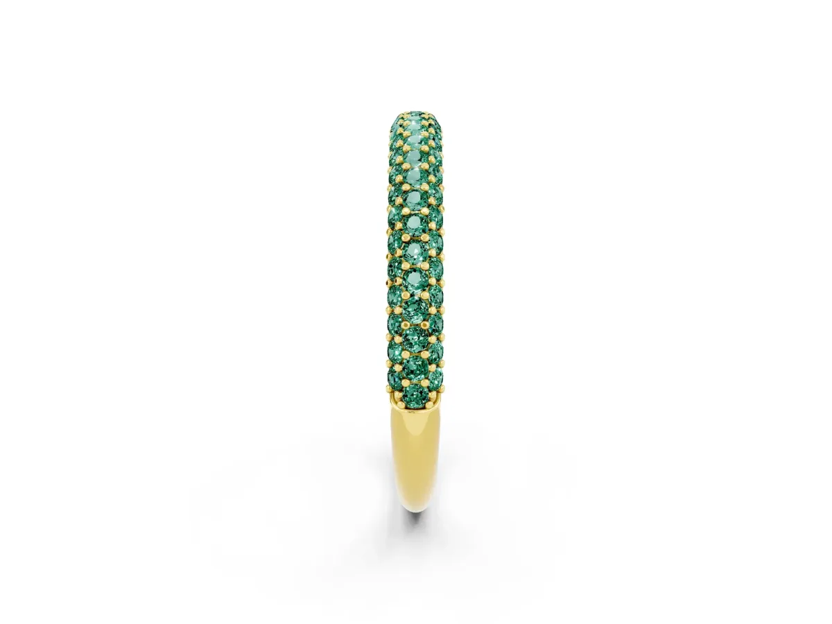 Round Green Sapphire Pavé Eternity Band with Shared Prong Setting Yellow gold