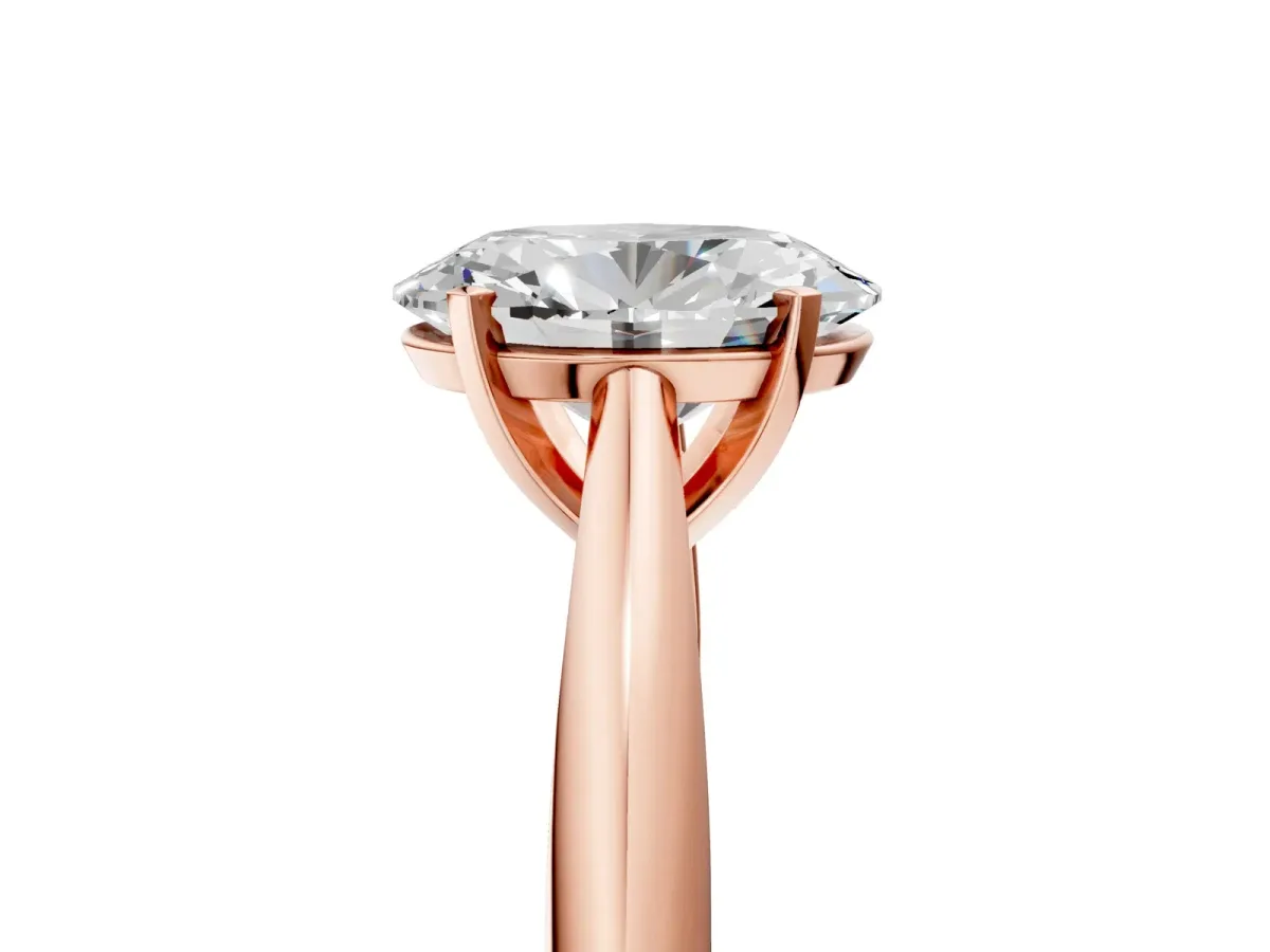 Oval Cut Diamond Solitaire Engagement Ring with Cathedral Setting and Four-Prong Mount Rose gold