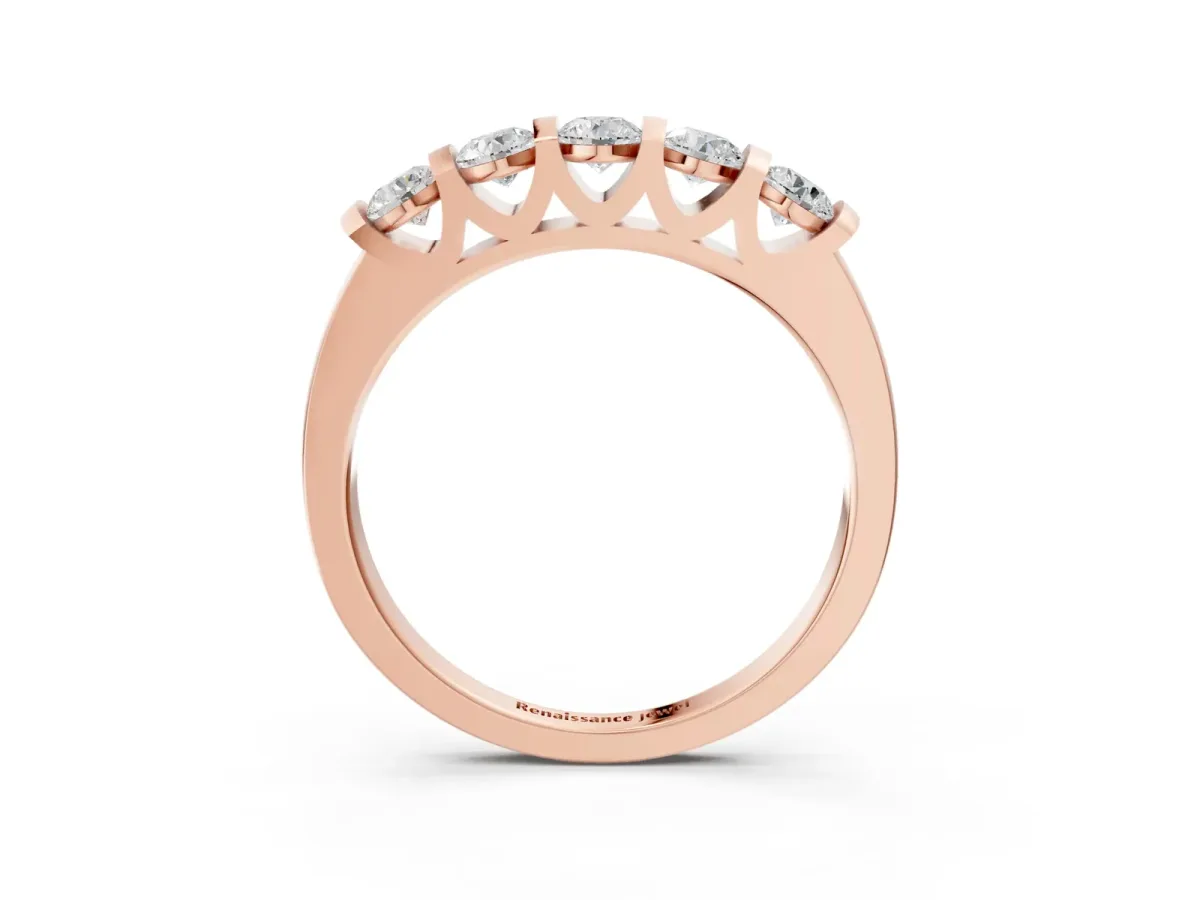 Five-Stone Round Diamond Half-Eternity Bar-Set Ring Rose gold