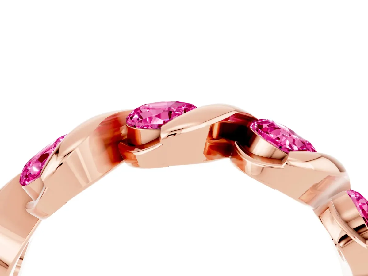 Round Pink Sapphire Wave Band with Channel Setting and Shared Prongs Rose gold