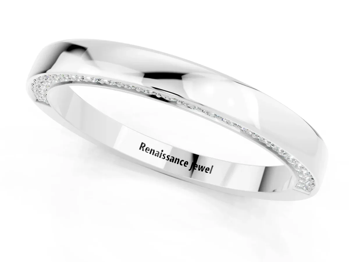 Pavé Round Moissanite Channel Set Band Platinum