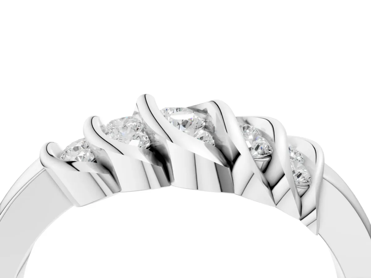 Round Diamond Multi-Row Crossover Band Silver