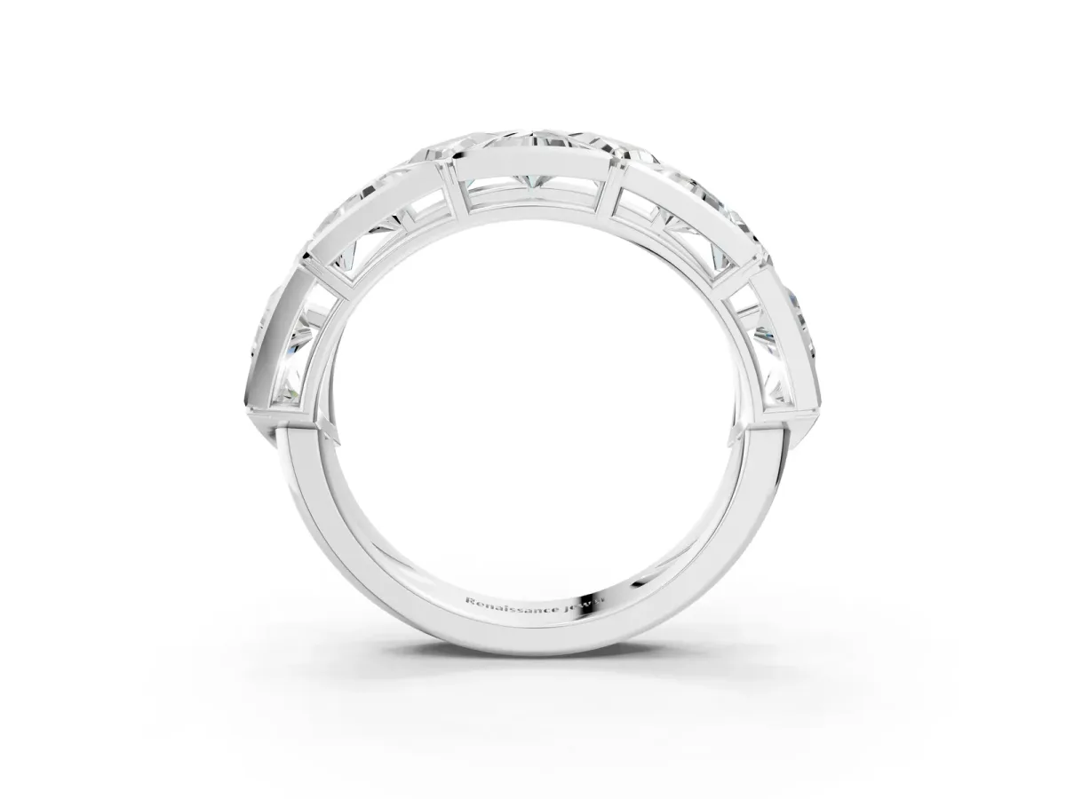 Triangle Diamond Geometric Mens Band White gold