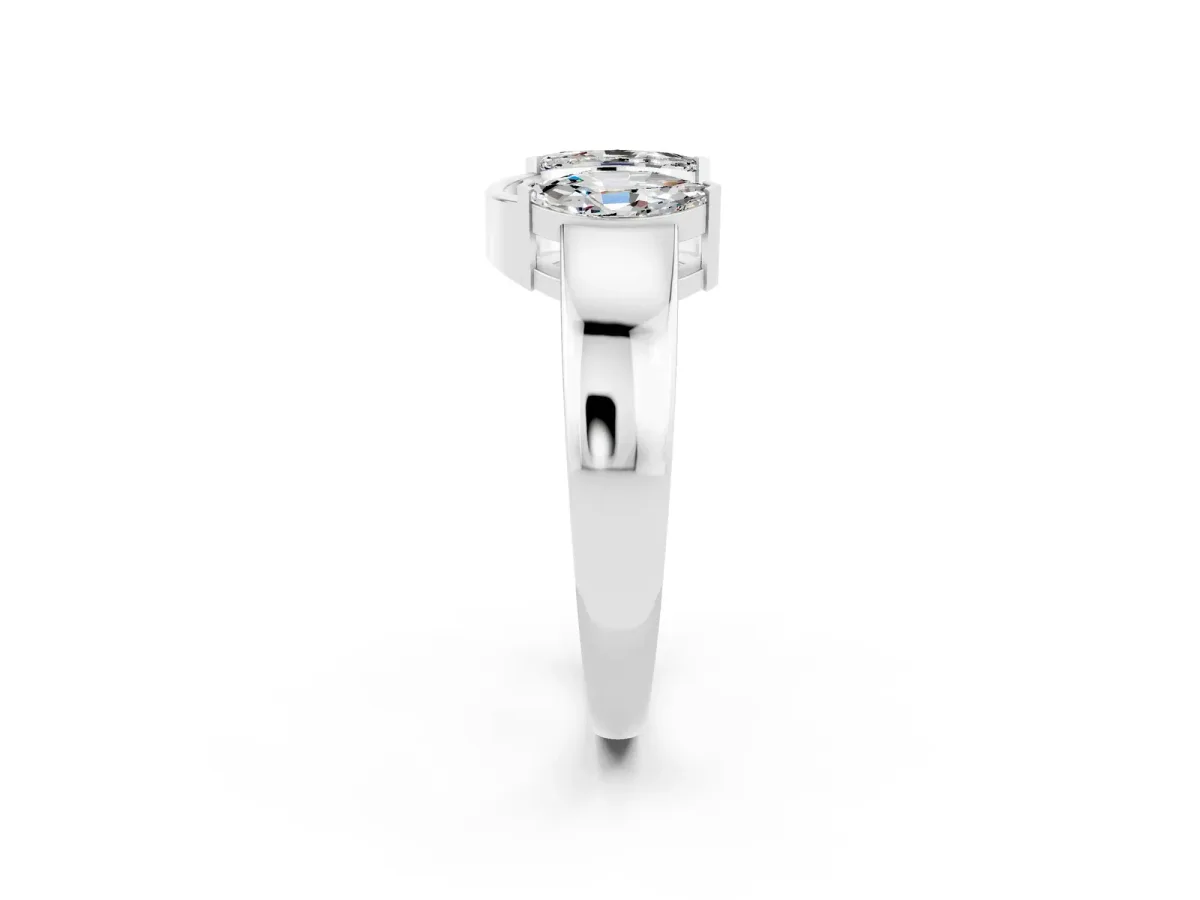 Marquise Moissanite Open Band Ring with Tension Setting Platinum
