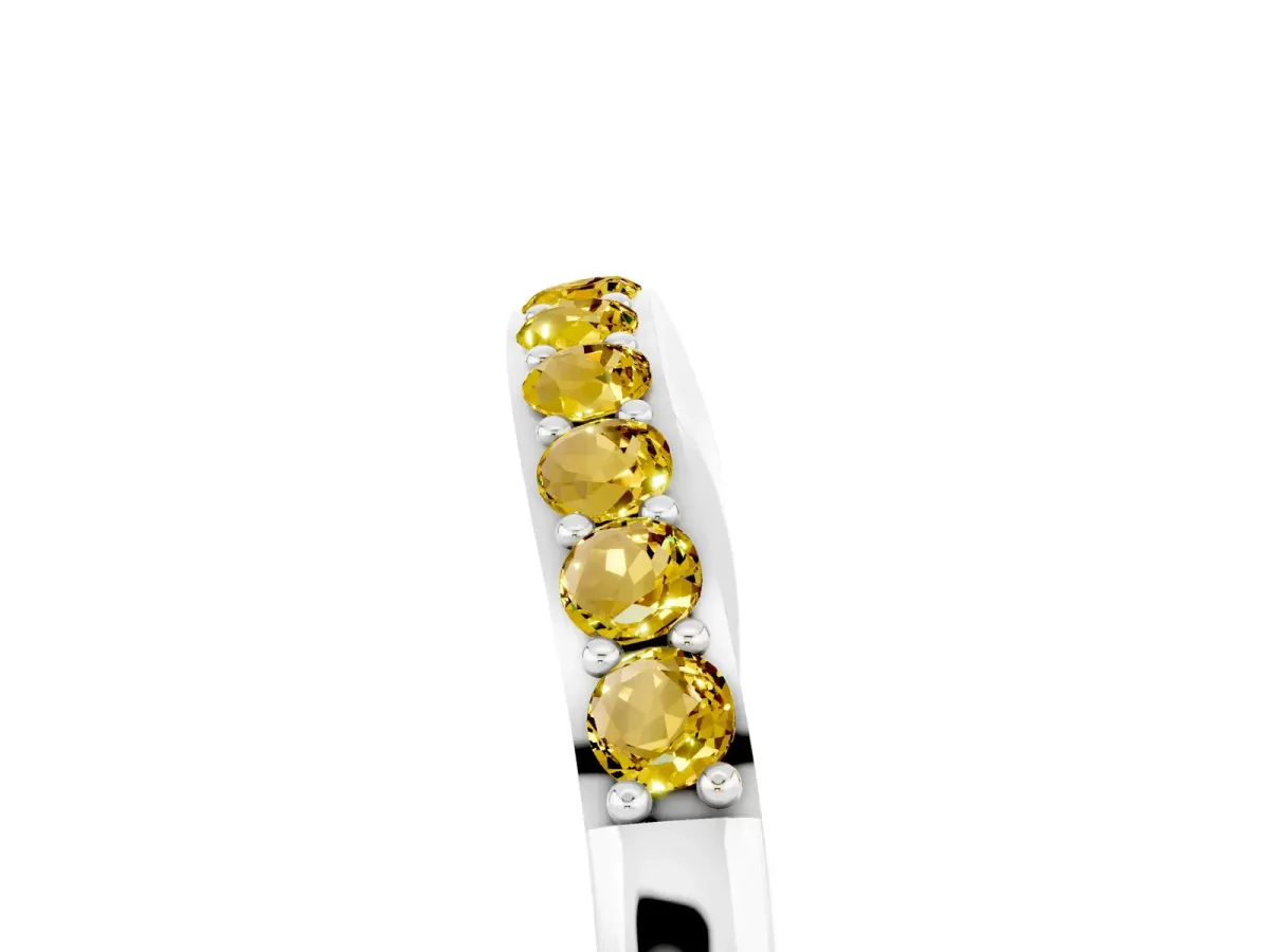Round Yellow Sapphire Curved Wedding Band with Channel Setting Platinum
