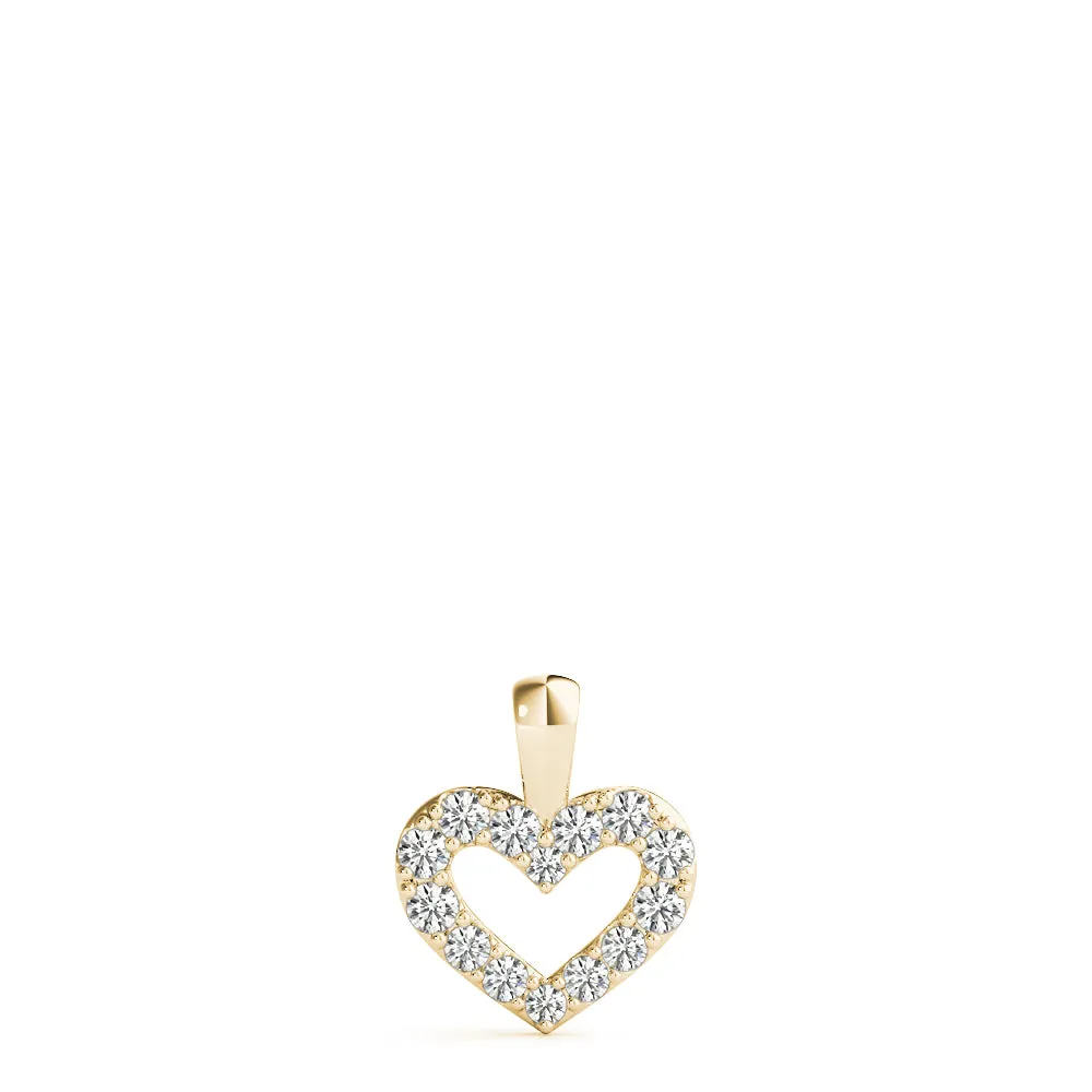 Pavé Round Diamond Heart Pendant Yellow gold