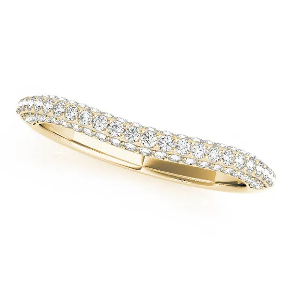 Double Row Round Diamond Pavé Curved Band Yellow gold