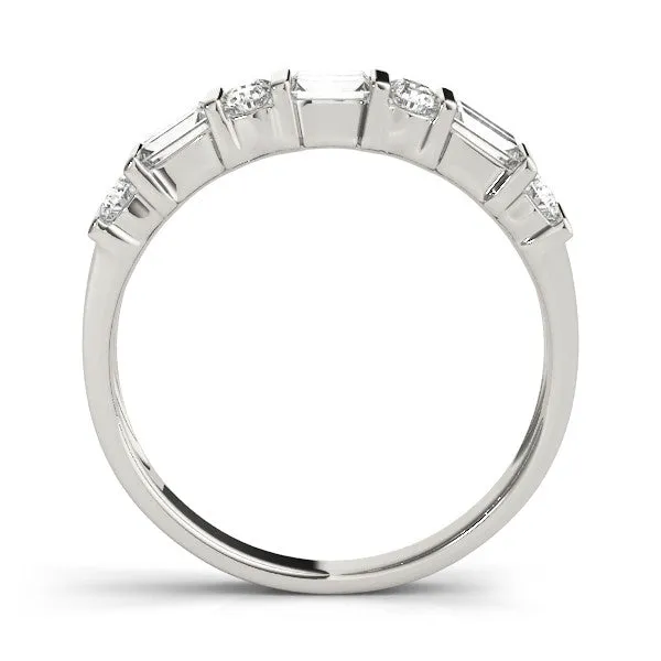 Channel Set Baguette and Round Diamond Eternity Band White gold