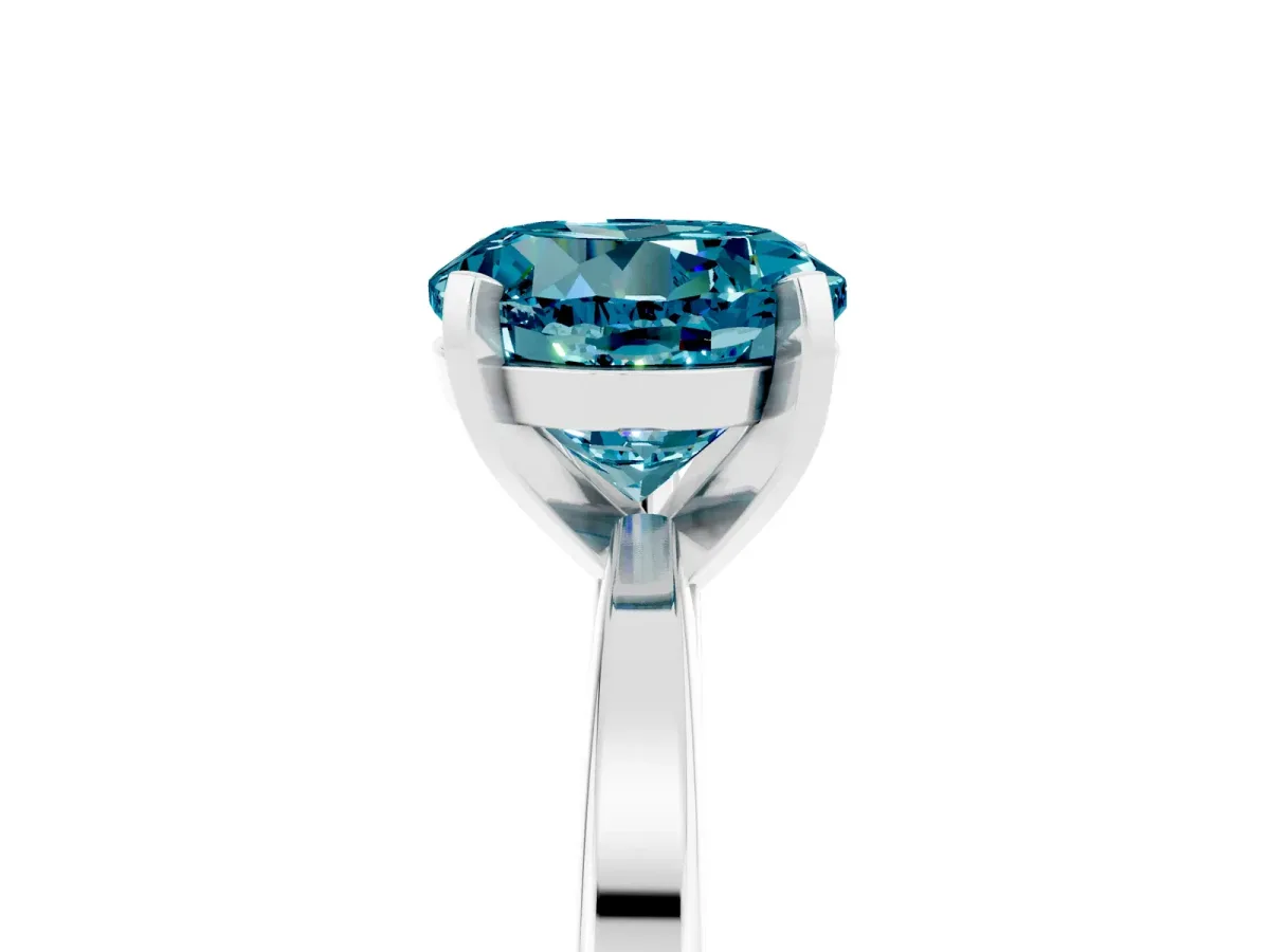 Round Cut Blue Topaz Solitaire Engagement Ring with Classic Band and Four-Prong Setting Silver