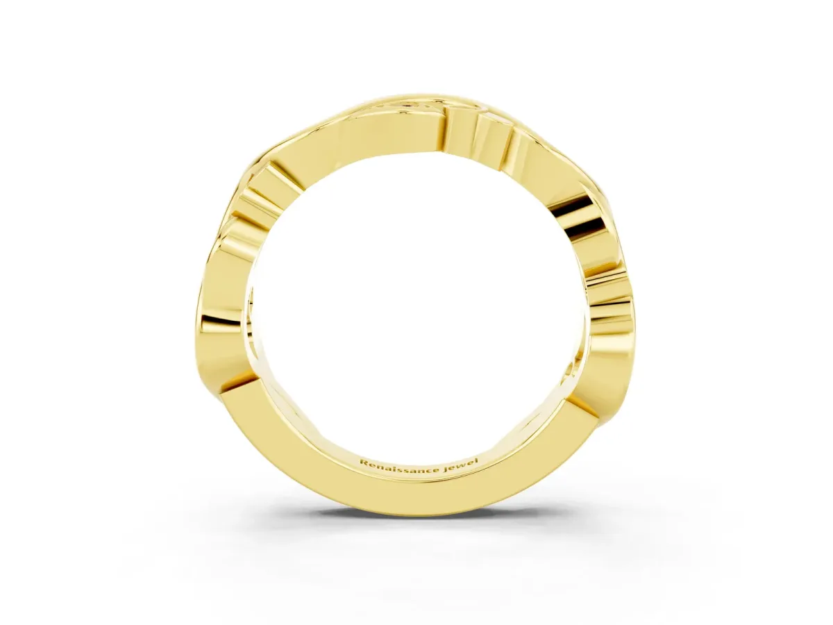 Marquise Morganite Vine Eternity Band with Bezel Setting Yellow gold