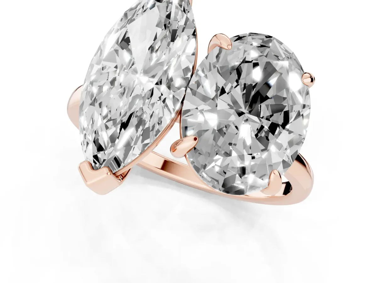 Oval and Marquise Toi Moi Ring with Prong Setting and Plain Band Rose gold