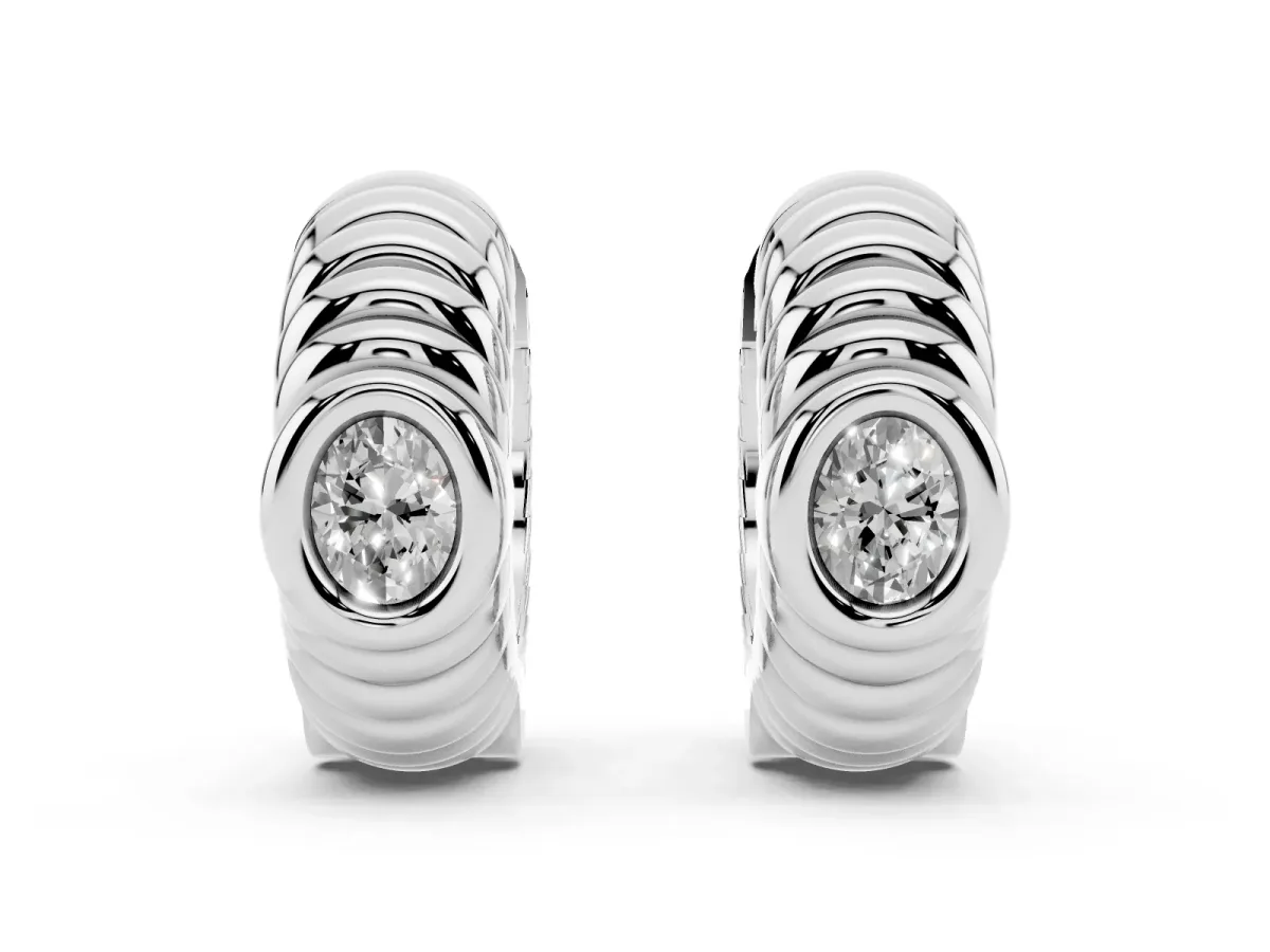 Oval Diamond Vera Hoop Earrings Platinum