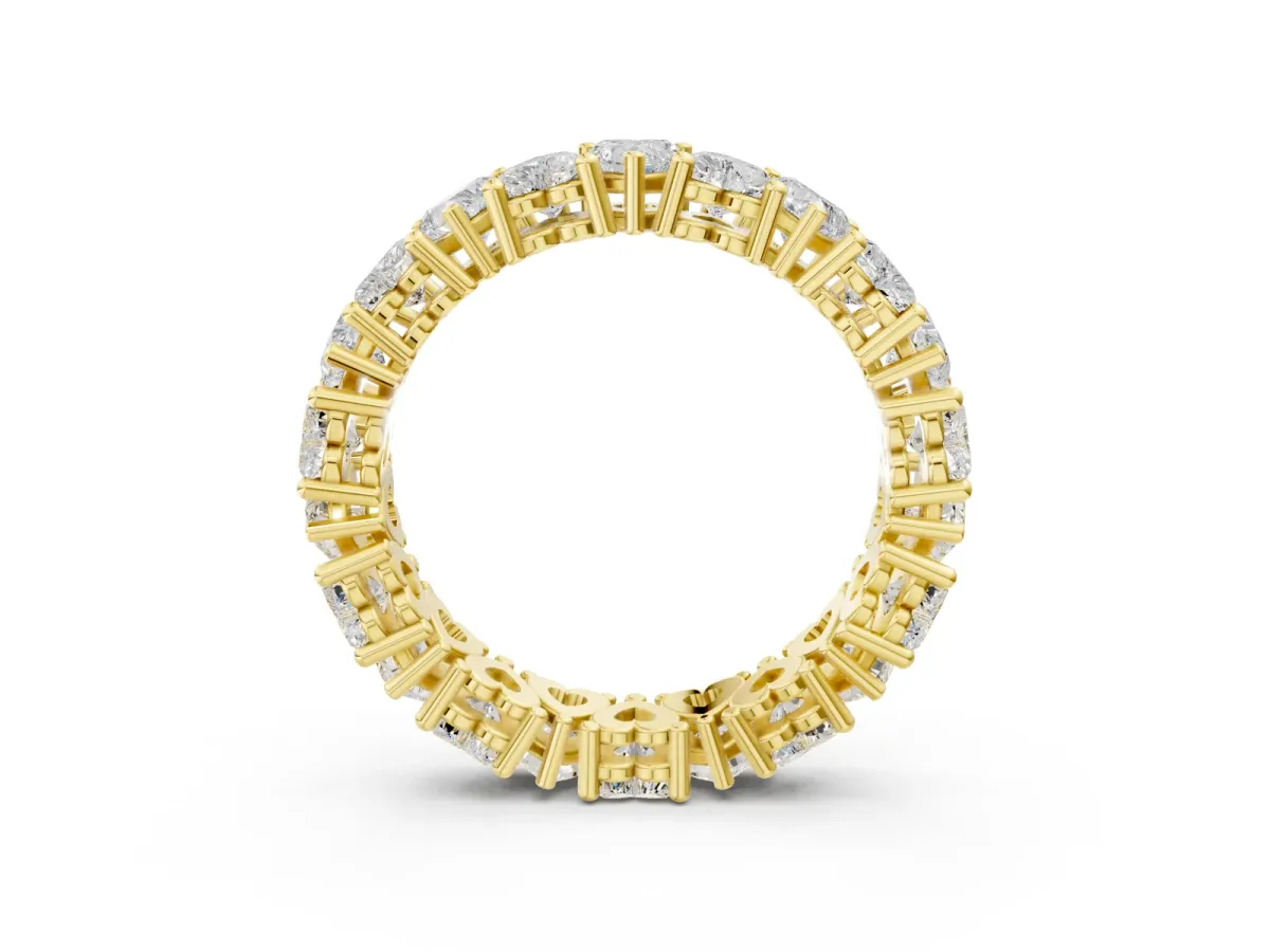 Heart Cut Eternity Band with Shared Prong Setting Yellow gold