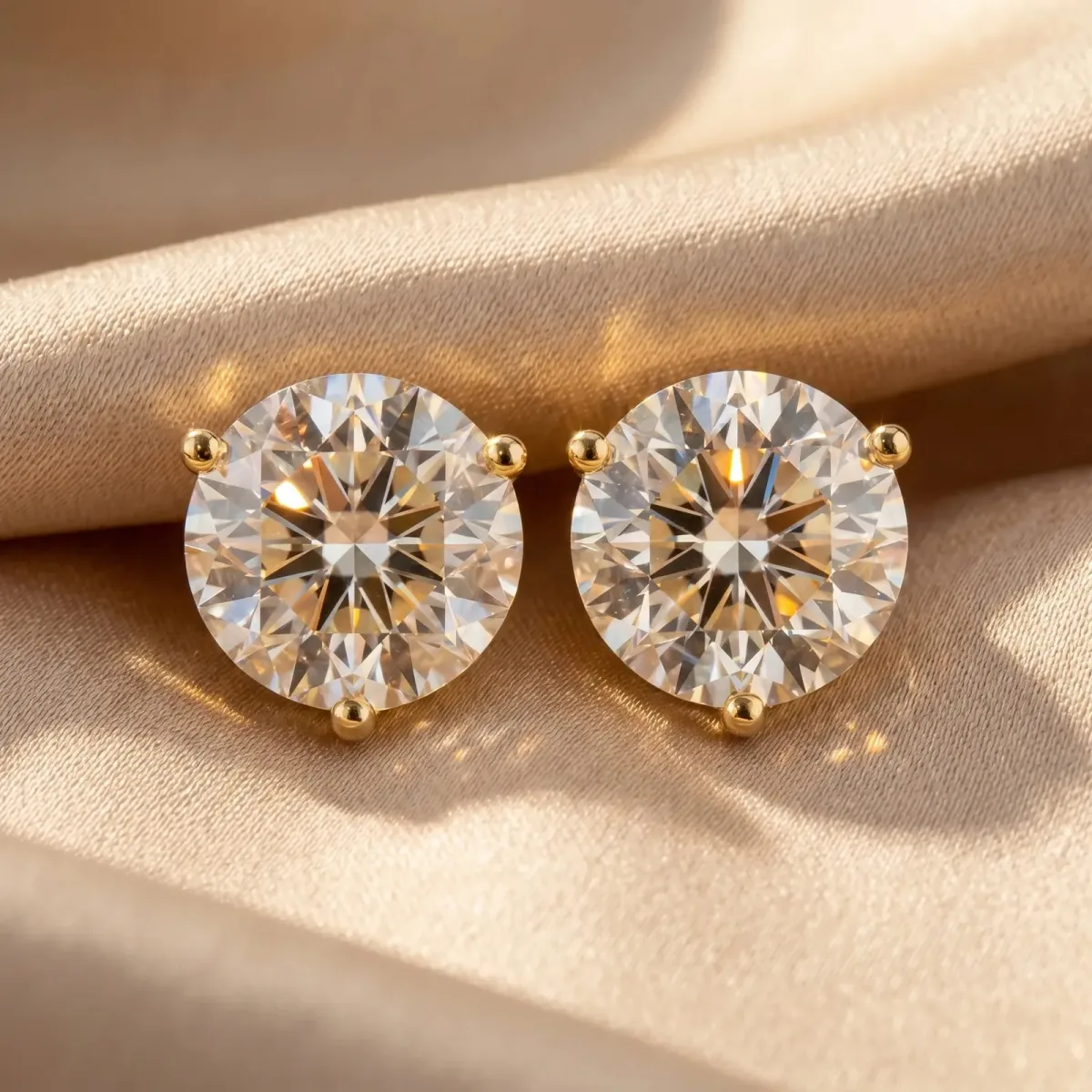 Round Brilliant Diamond Martini Stud Earrings Yellow gold