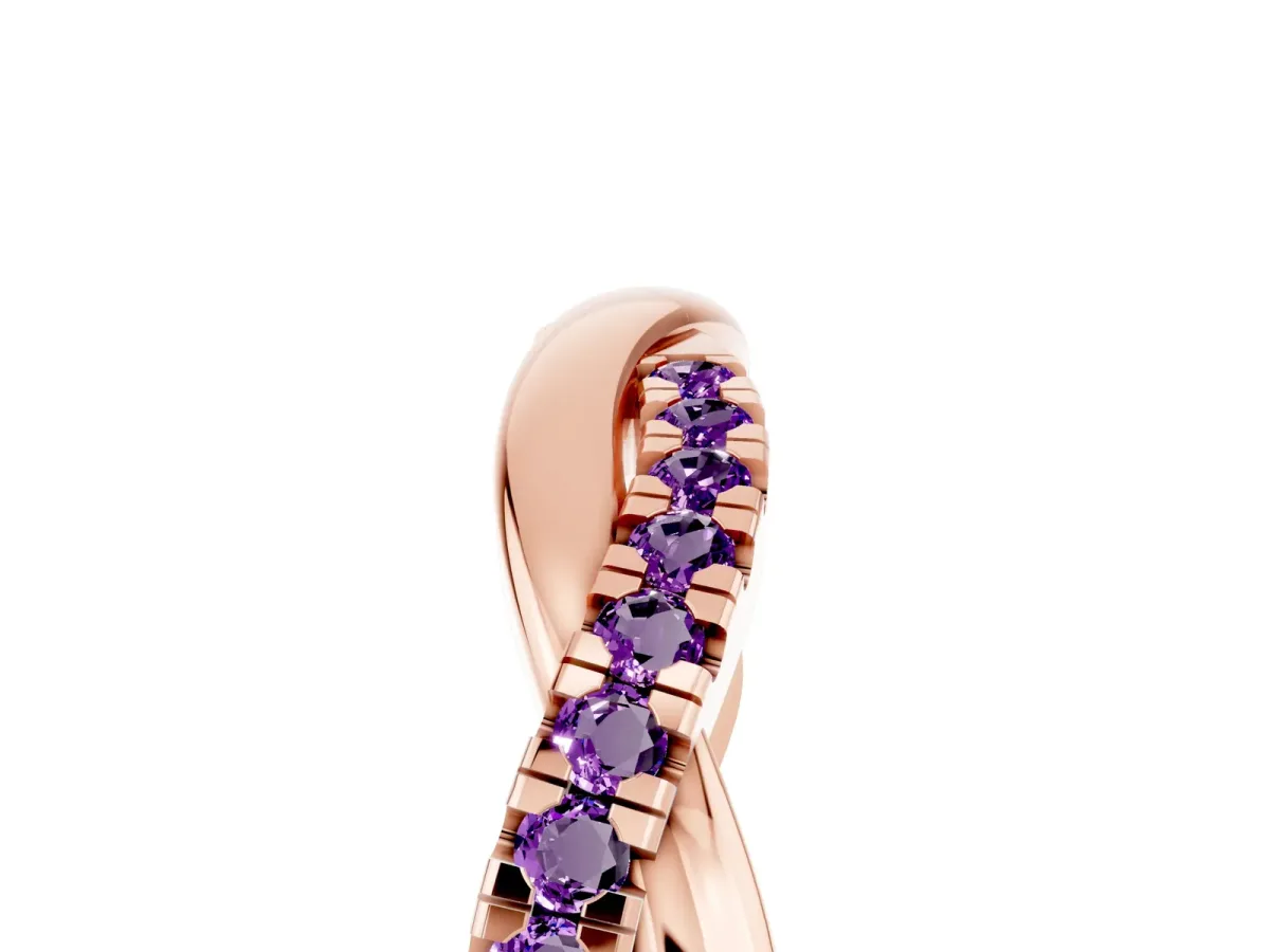 Round Amethyst Twisted Infinity Band with Prong Setting Rose gold