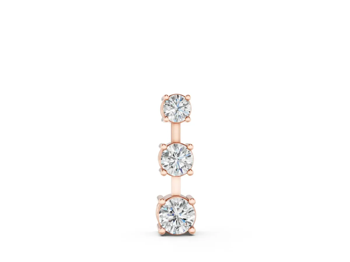 Round Diamond Triple Bar Pendant with Four-Prong Setting Rose gold