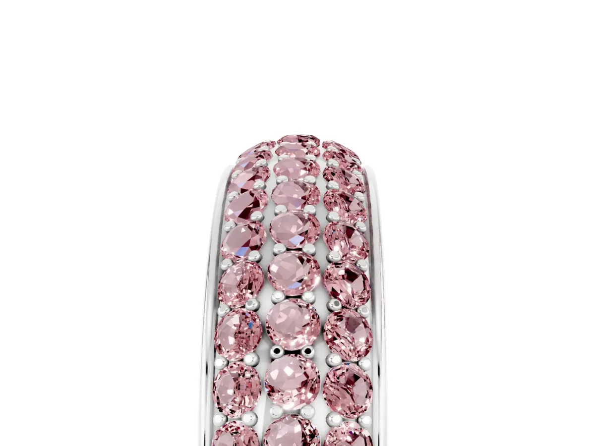 Three-Row Round Morganite Eternity Band with Shared Prong Setting Silver