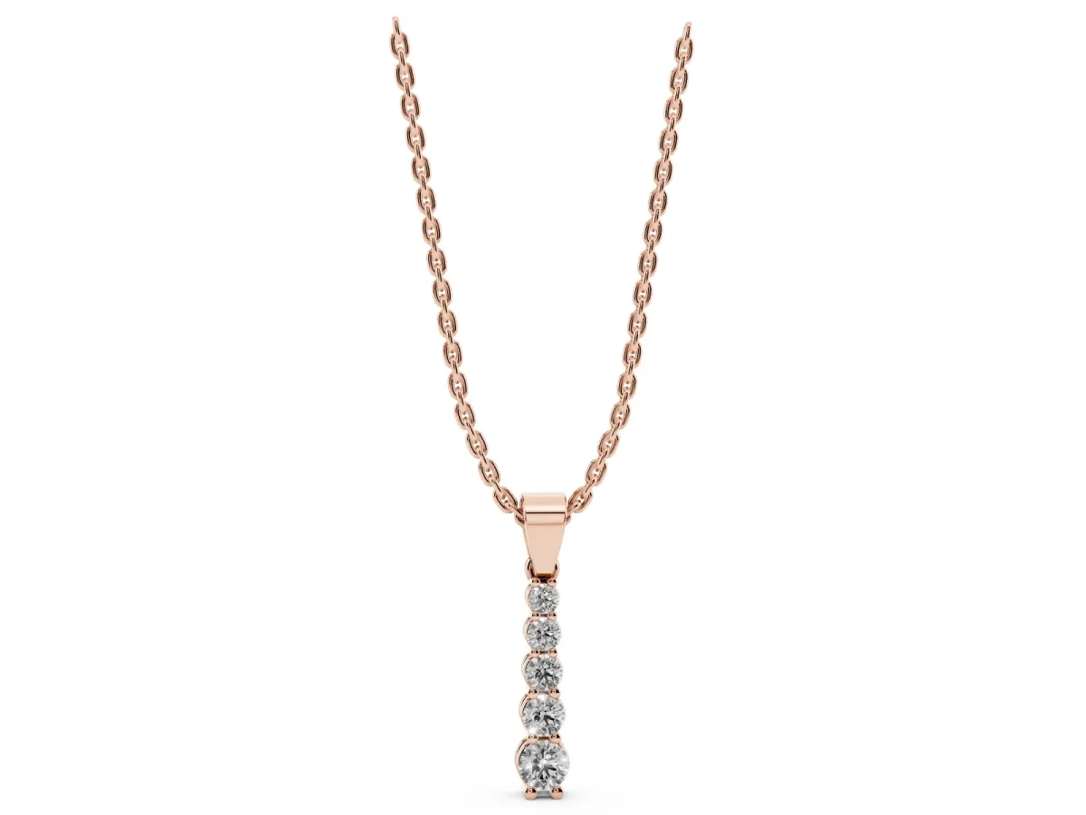 Round Diamond Vertical Pendant with Prong Setting Rose gold