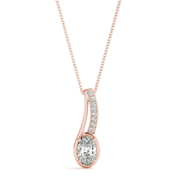 Oval Diamond Bezel-Set Pendant Rose gold