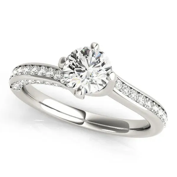 Asscher Cut Solitaire Diamond Twist Band with Pavé Setting and Four-Prong Setting Platinum