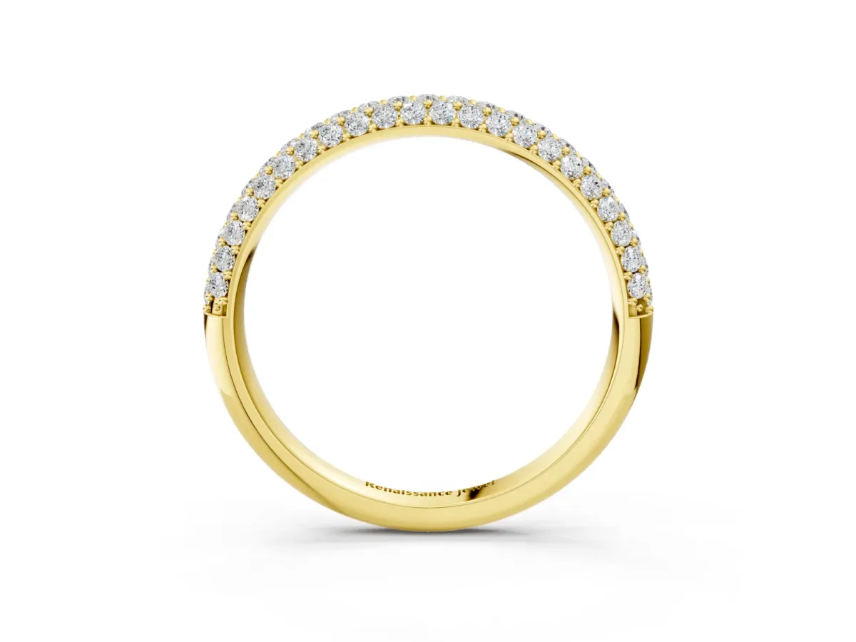 Round Diamond Pave Set White Gold Eternity Band Yellow gold