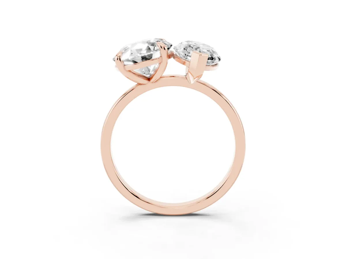 Round and Marquise Toi Moi Ring with Prong Setting and Plain Band Rose gold