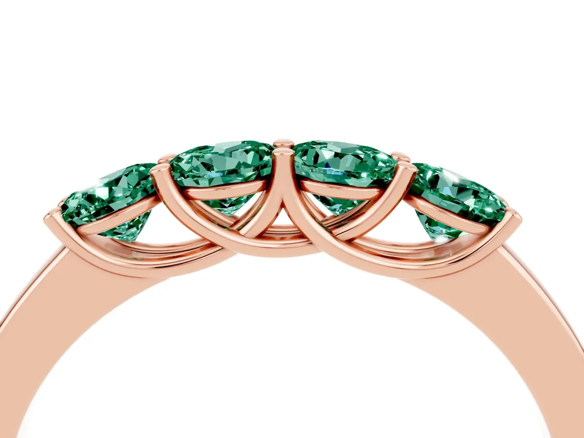Four-Stone Round Green Sapphire Prong-Set Band Rose gold