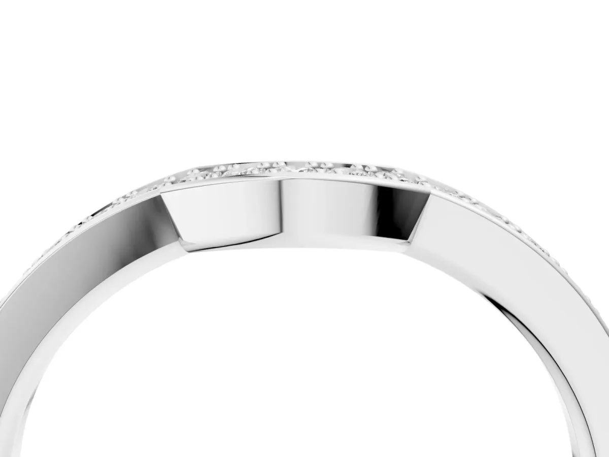 Pavé Round Diamond Contour Band with Channel Setting White gold