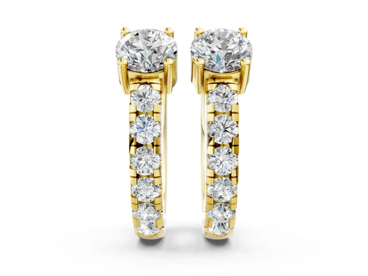 Round Diamond Taylor Huggie Hoop Earrings Yellow gold