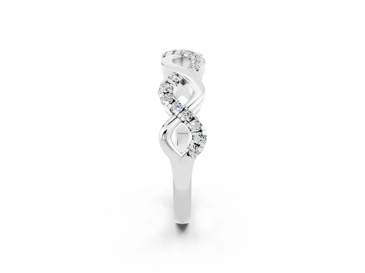Twist Infinity Round Moissanite Band with Pavé Setting Platinum