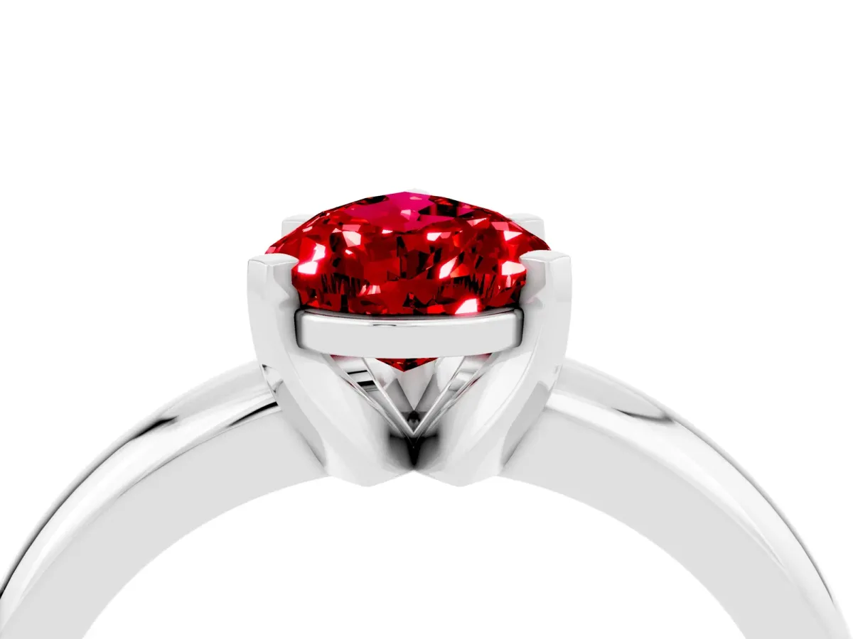 Round Garnet Leaf Eternity Band with Bezel Setting Platinum