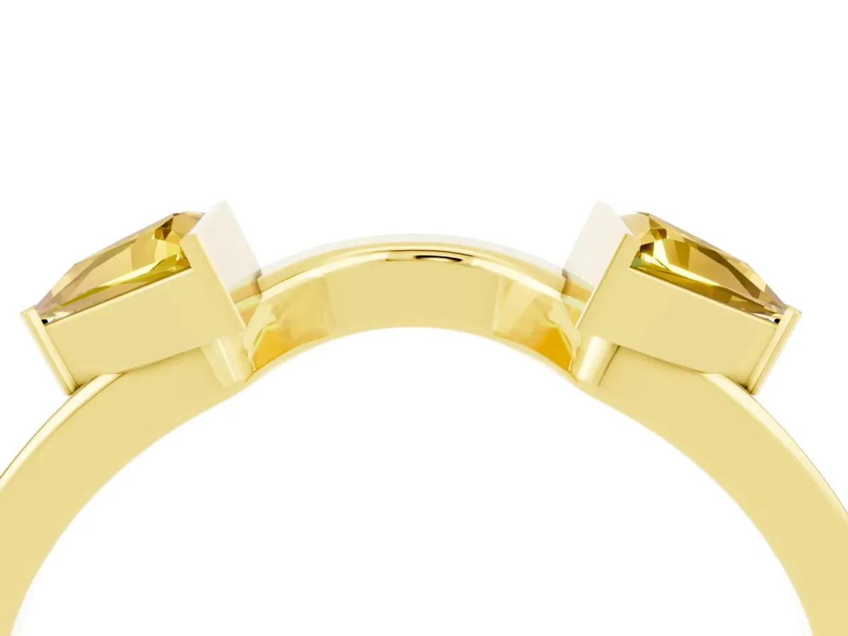 Trillion Yellow Sapphire Open Band Ring with Bezel Setting Yellow gold