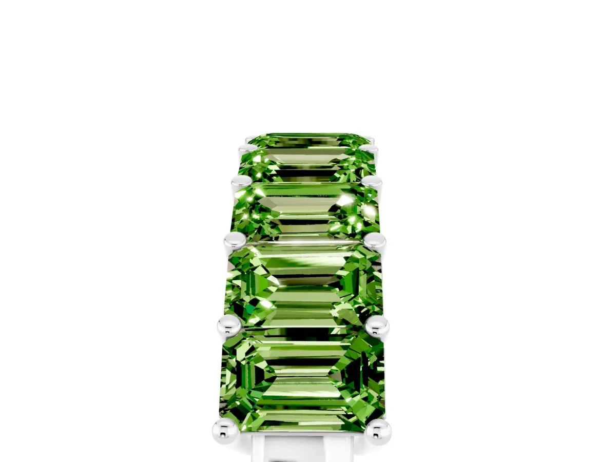 Emerald Cut Peridot Prong-Set Eternity Band Silver