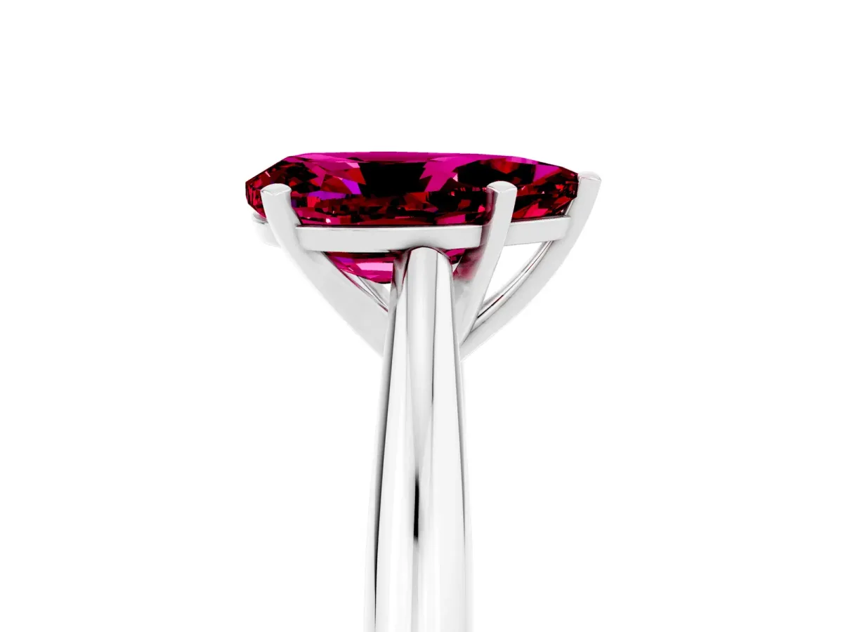 Pear Cut Garnet Solitaire Engagement Ring with Cathedral Setting and Four-Prong Mount White gold