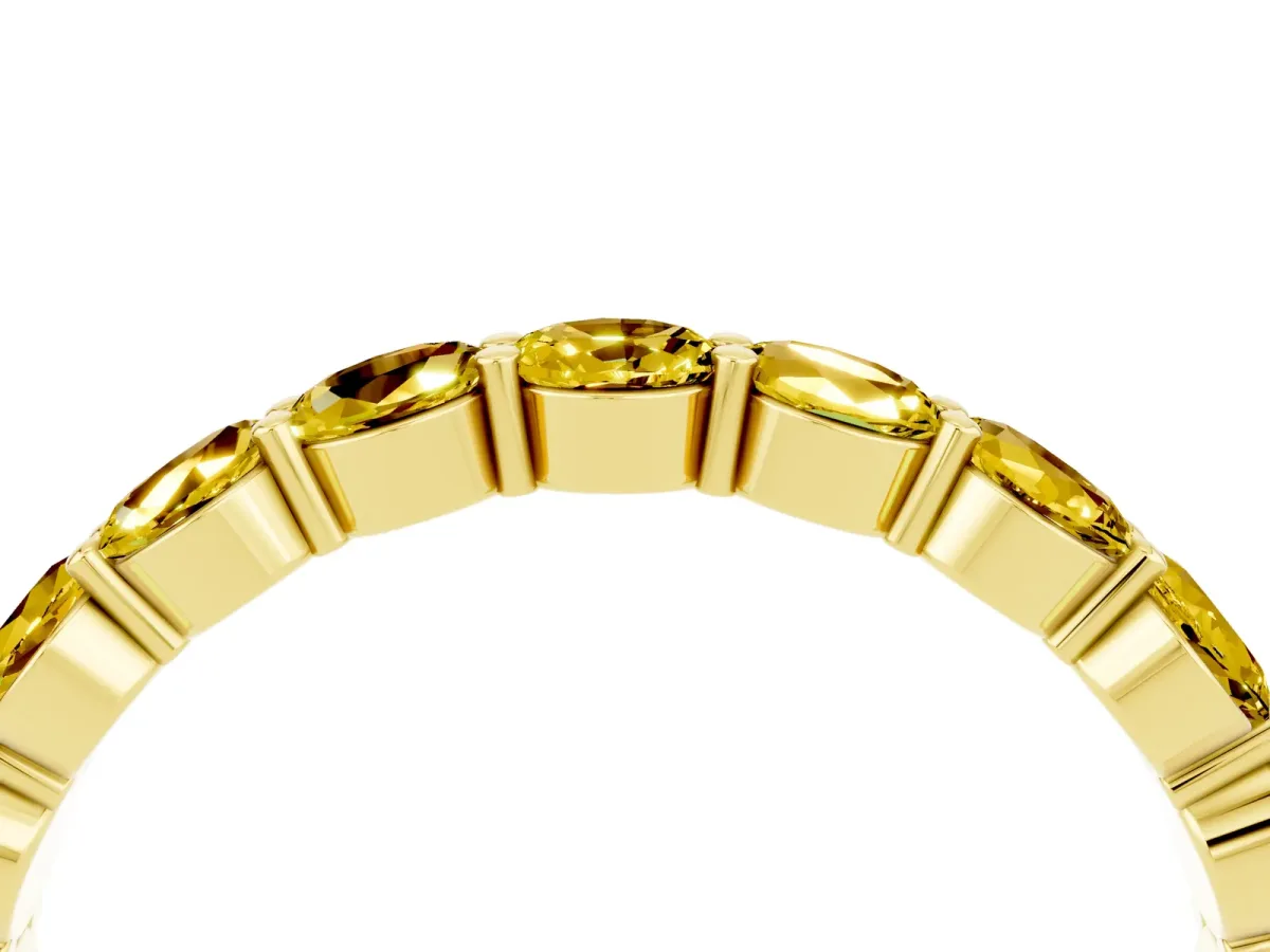 Round Yellow Sapphire Eternity Band with U-Prong Setting Yellow gold