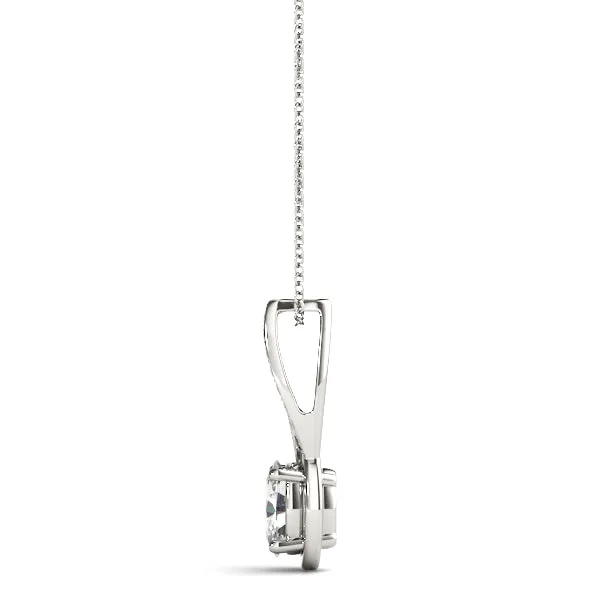 Oval Diamond Bezel-Set Pendant White gold