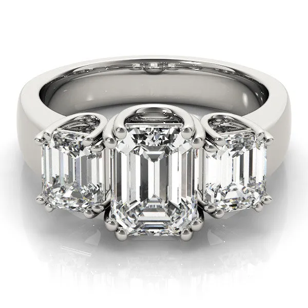 Three-Stone Pear Cut Cut Diamond Ring with Channel Set Band and Four-Prong Setting Silver