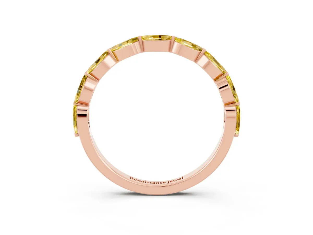 Marquise Yellow Sapphire Half Eternity Band with Prong Setting Rose gold